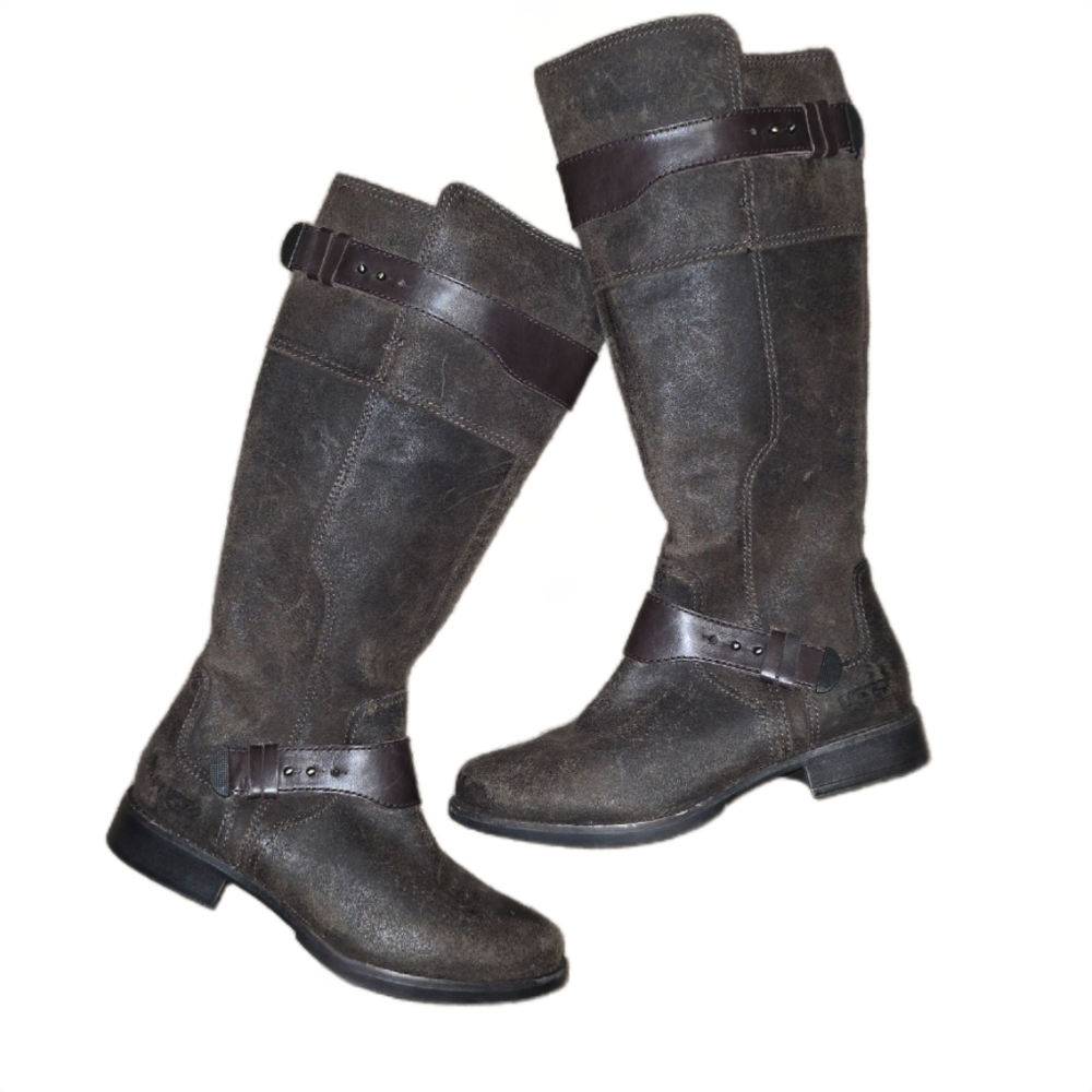UGG Australia Dayle Lodge Brown, Tall Leather Riding Boots - Ladies Size 8 - Picture 10 of 10